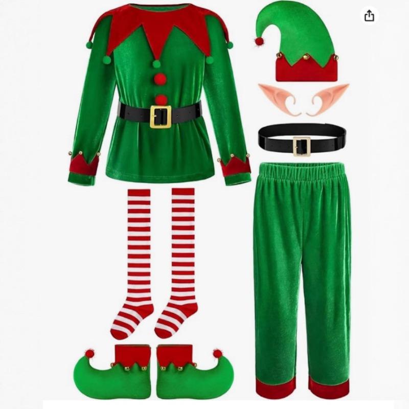 Christmas Boy Costume Kids Green Elf Christmas Funny Dress Up Elf Funny