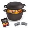StarBlue Cast Iron Dutch Oven 5QT 10-inch Diameter 2-Way Pot & Skillet Smooth Finish Non-stick