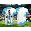 Messi Nr. 10 Argentinien Himmelblau gestreiftes Fußballtrikot Für Kinder Jungen Mädchen Schnelltrocknend Atmungsaktiv Fan Sport Kurzarm Oberteile
