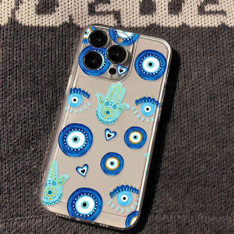 European and American blue eyes are suitable for iPhone17promax Apple 16 mobile phone case 14/13 fine hole 15 anti-drop.
