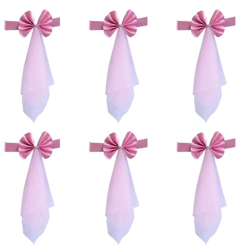 6 ks strečových spandexových šerp na židle, mašle, elastický pás na židli pro svatební dekorace