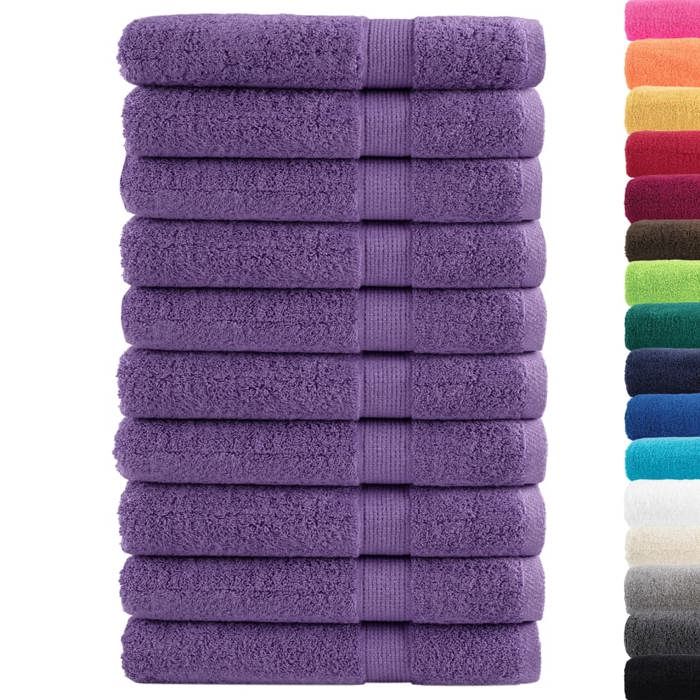 VidaXL Premium Quality Towels 10 Pcs, Shower Towels, Bath Sheets, Guest Towels, Purple 137367