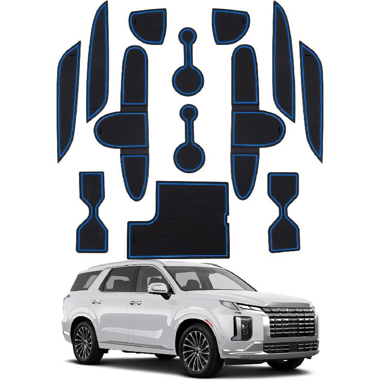 

SHAOHAO для 2026 Hyundai Palisade Килимки в отвори дверей Підходять для аксесуарів 2026 Hyundai Palisade Килимок центральної консолі 2026 Palisade LX3 Килимок-вставка для підсклянника синій
