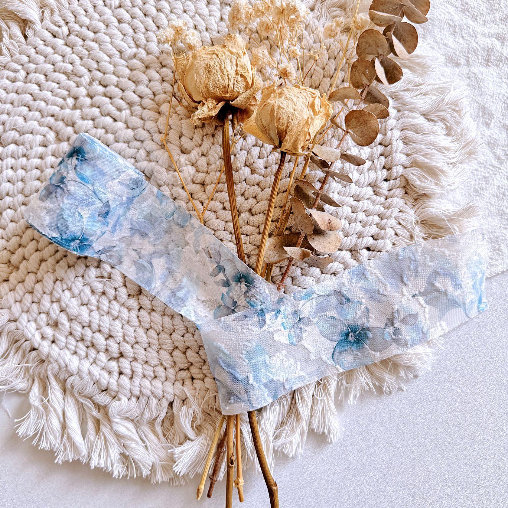 

Printed Flower Silk Chiffon Ribbon Wedding Hand Torn Raw Edge Rural Wind Snow Spun Small Fresh Bouquet Ties Broken Tassel Ribbon 5m