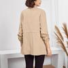 Women's Autumn and Winter Fashion Loose Solid Color Rolled-up Sleeved Mid-length Trench Coat