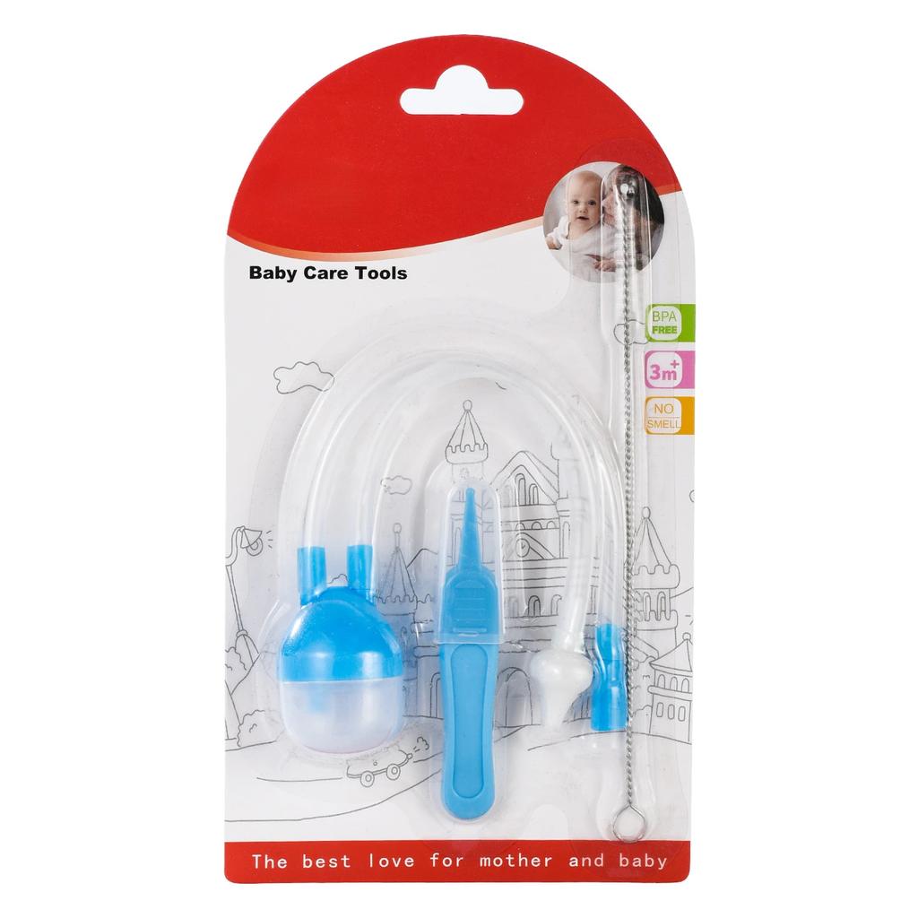 3Pcs Silicone Baby Nose Cleaner with Tweezer & Brush Set Anti-backwash Child Nasal Aspirator Ear Nose Clean Tweezer Clean Brush