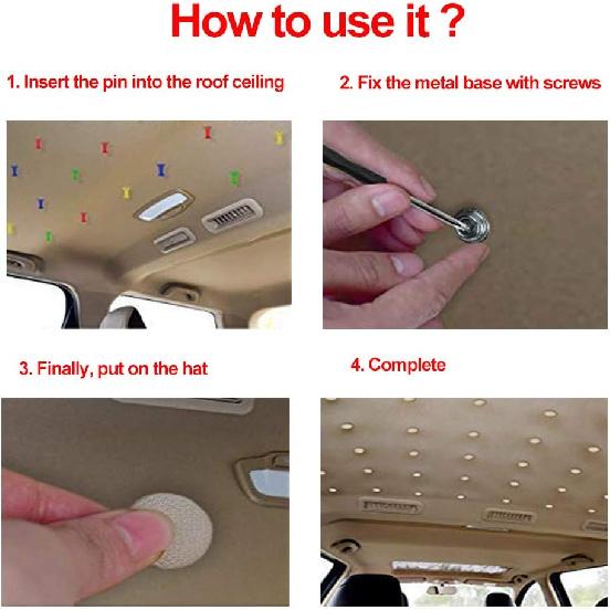 60 Pcs Automotive Car Roof Headliner Repair Button, Universal Auto Roof Snap Rivets Retainer Design For Car Roof Flannelette Fixed, With Tallation