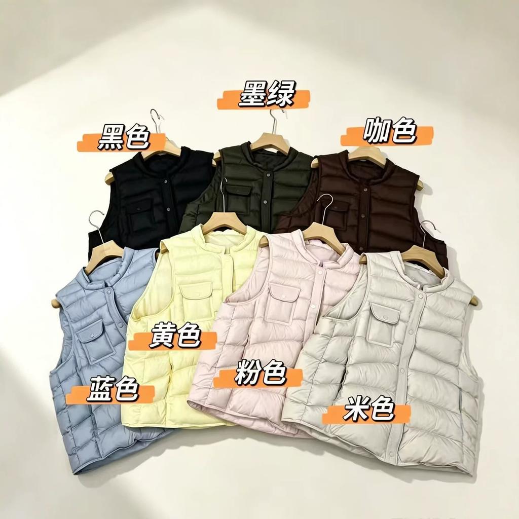 Beyaz ördek tüyü yeni şişme yelek kadın kısa dik yaka moda yüksek kalite beyaz ördek tüyü kış sıcak palto trend