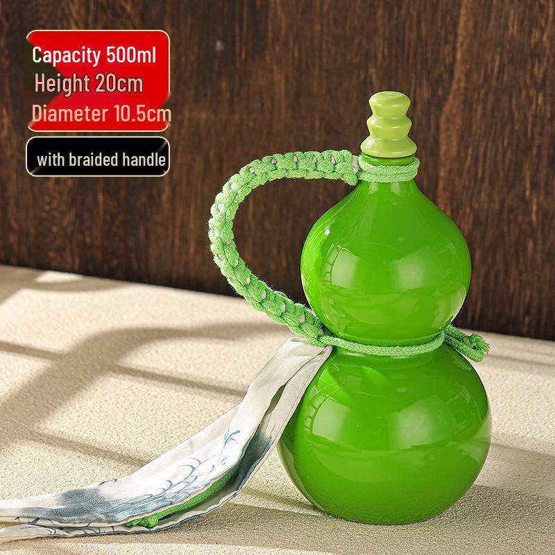 Op voorraad: 500ml Meerkleurige Imitatie Porselein Kalebas Fles met Handtouw, Schouderband & Accessoires, Makkelijk te Dragen