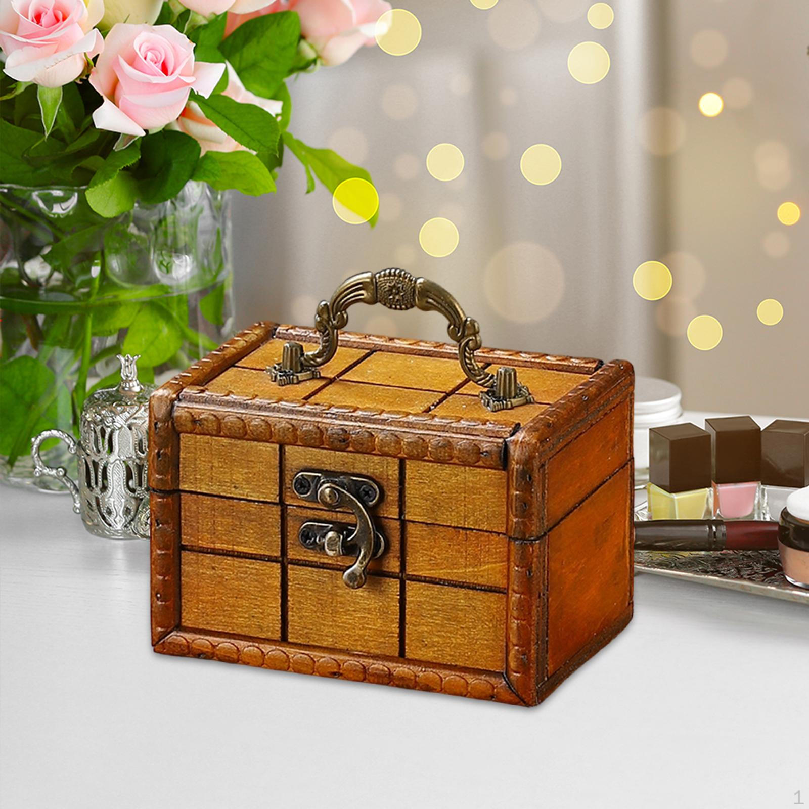 

Ретро Деревянная Шкатулка для Безделушек Витрина для Ювелирных Изделий Шкатулка для Памятных Вещей Универсальный Портативный Аксессуар для Маленьких коричневый