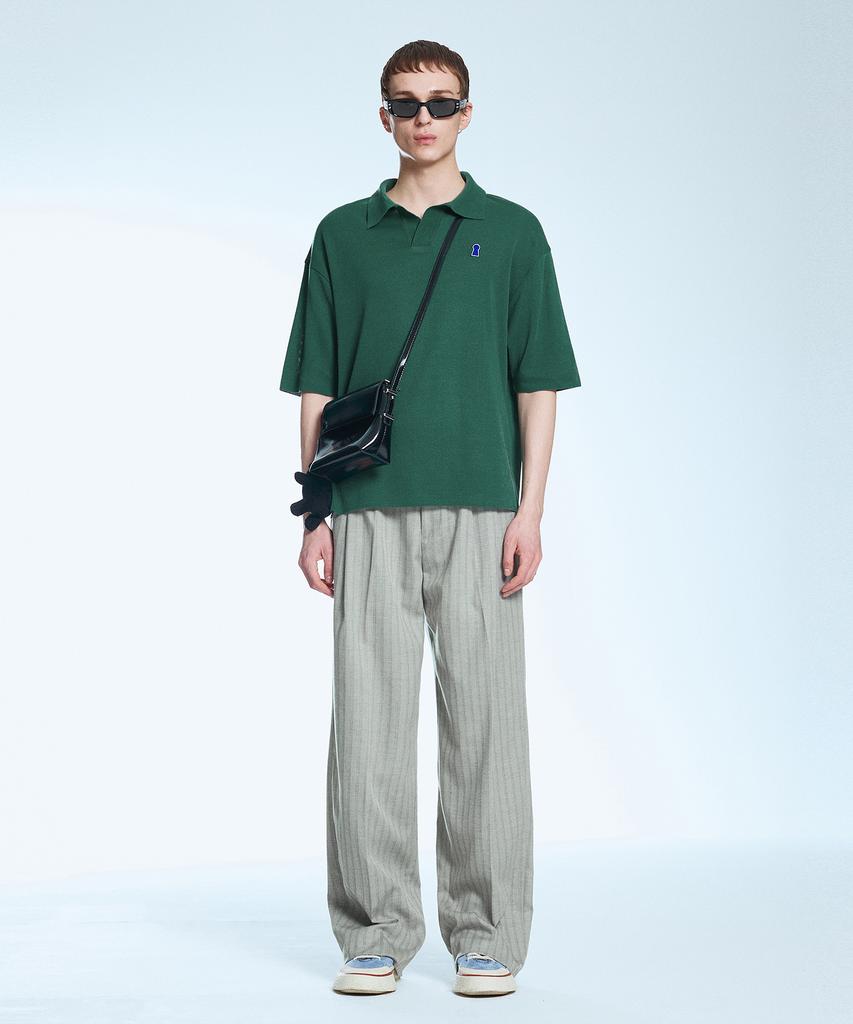 Sekeonmonollogeu Keyhole Collar Short Sleeve Summer Knit Jade Green Sekt005J.Green