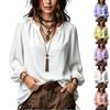 Elegante Damen-Bluse mit V-Ausschnitt und Ärmeln für die Arbeit