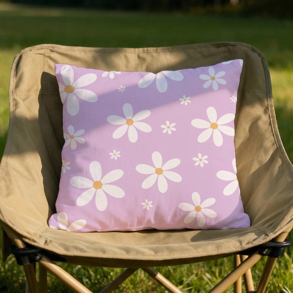 Romantic Daisy Print Spring Cushion Cover Soft Reversible  Durable Pillow Cover  MultiScene Use for Home  Car Daily Comfort