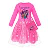 Girls' Star-Print Skirt Round-Neck Long-Sleeve Colorful Lace Patchwork Dress