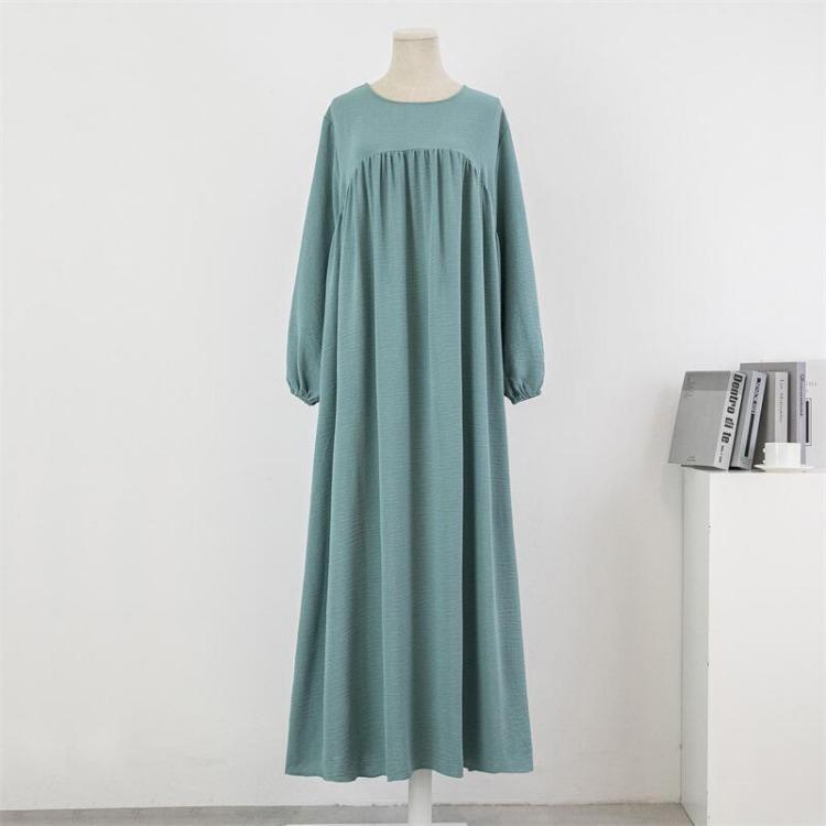 

Muslim Plus Size Dress Casual for Women Long Maxi Fashion with Pockets Solid Full Sleeve Vestidoes Autumn Spring 50-100kg Loose Robe Dresses 1 зелёный