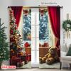 2pcs 2D Flat Printing Merry Christmas Popular Window Curtains Christmas On Machine Washable Polyester Without Electricity Family