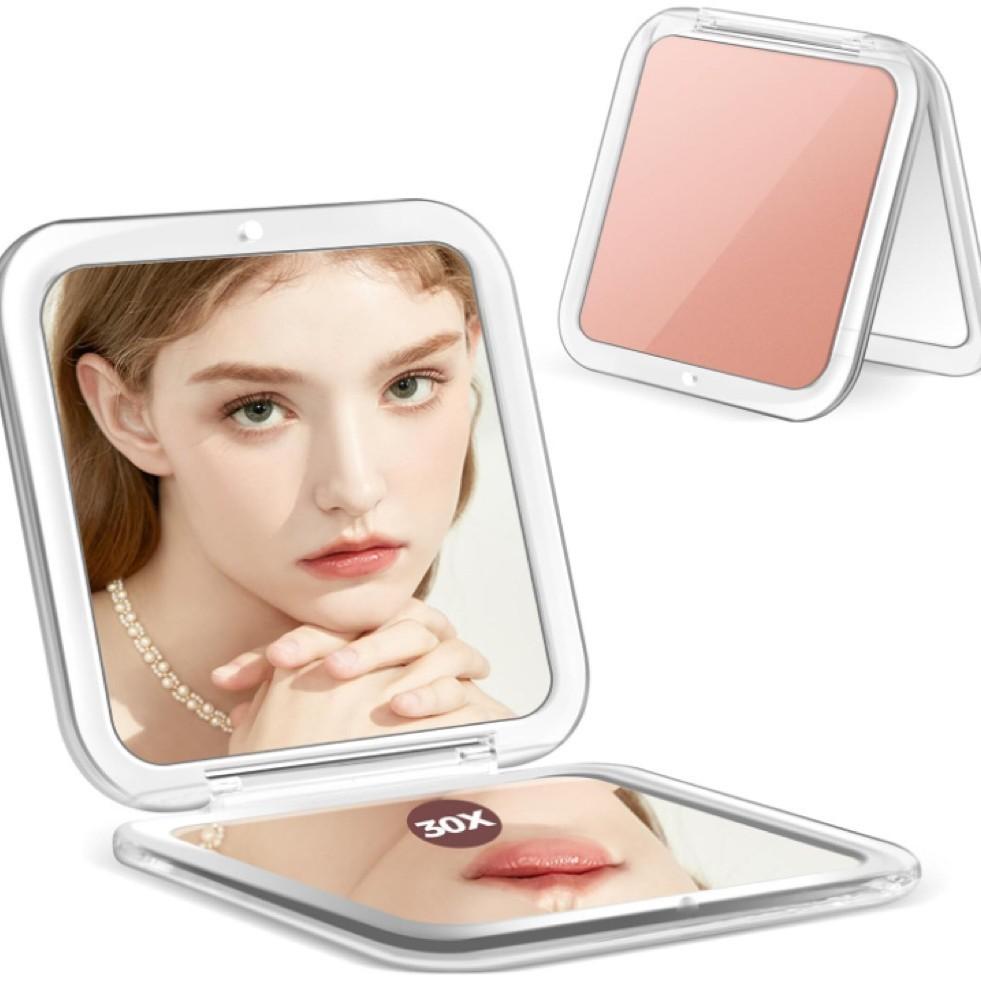 Travel Folding Pocket Makeup Mirror,  Portable Vanity Compact Cosmetic Mirror with 30X Magnifying Essentials Present for Girls