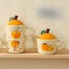 Daji Dali Orange Ceramic Cup with Lid Cute Cat Mug New Year Gift Portable Box Office Water Cup