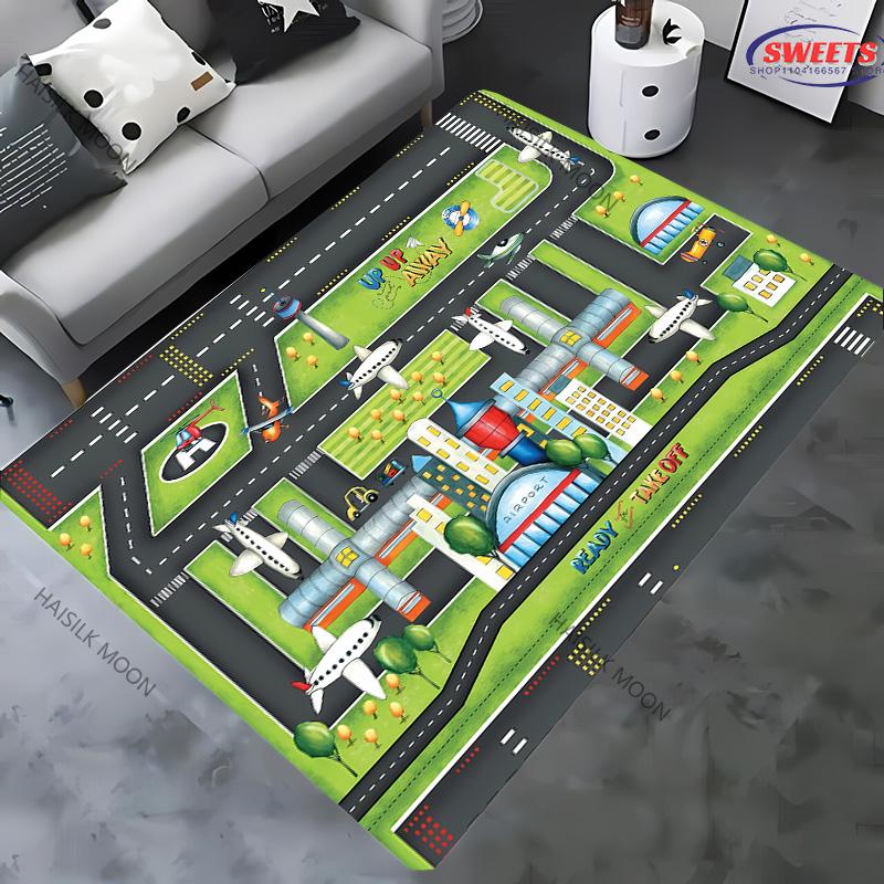 Aircraft Theme Airstrip Airport Carpet New Release! Rug for Living Rooms Bedrooms, Office Areas, Durable Machines Washable Mats