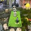 Escultura de Jangada de Bambu Flutuante com Velho e Corvo Resina Miniatura Figura Decorativa Zen Aquário Estátua para Peixes de Exterior Interior