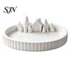 Jewelry Organizer Dish 3D Printed Winter Christmas Village Trinket Tray, Cottage Fir Tree Decorative Storage Tray Dish, Desktop for Vanity Entryway,