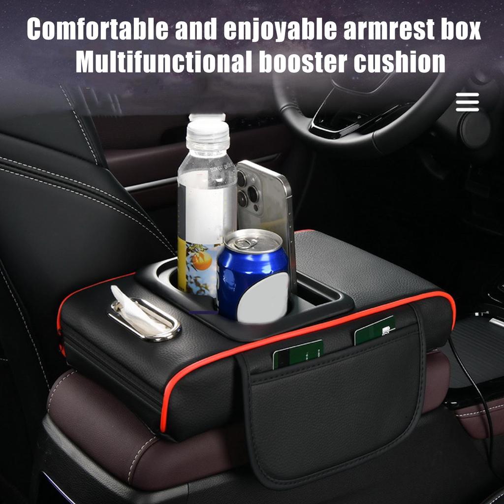 Auto Center Console Armrest Cushion With 2 Cup Holder Starry Sky Top Armrest Heightening Pad Auto Amrest Pillow Cover Pad
