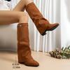Fashion Plus Size Fashion Chunky Heel Riding Boots Women Fold Over Faux Suede Knee High Boots Woman Autumn Winter Long Botas Mujer 2025