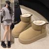 Women's Large Size Waterproof Soft Sole Winter Warm Fur One Snow Boots Padded Lined Ankle Boots Anti-slip Hiking Casual Sports Cotton Boots