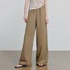 Chuyu Women's Textured Elastic Waist Wide-Leg Casual Pants