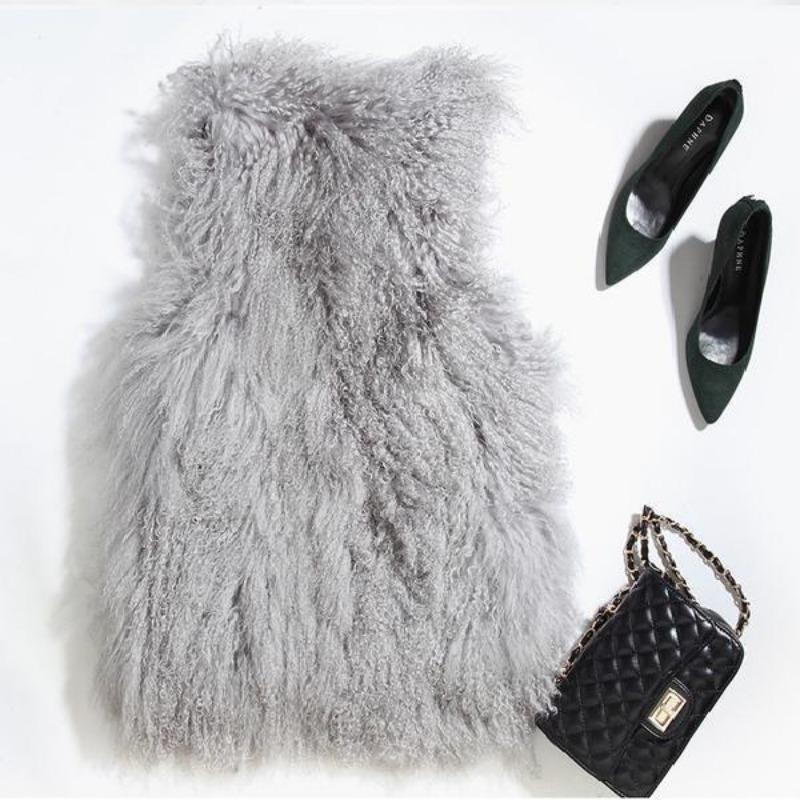 

Пляжный жилет из искусственного меха средней длины из кудрявой овечьей шерсти, женская одежда, зимний шерстяной жилет, куртка, зимняя мода XS