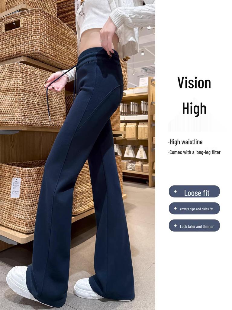 Women's Spring 2026 High-Waisted Micro-Flare Casual Pants - Slimming, Petite, Narrow Leg Design