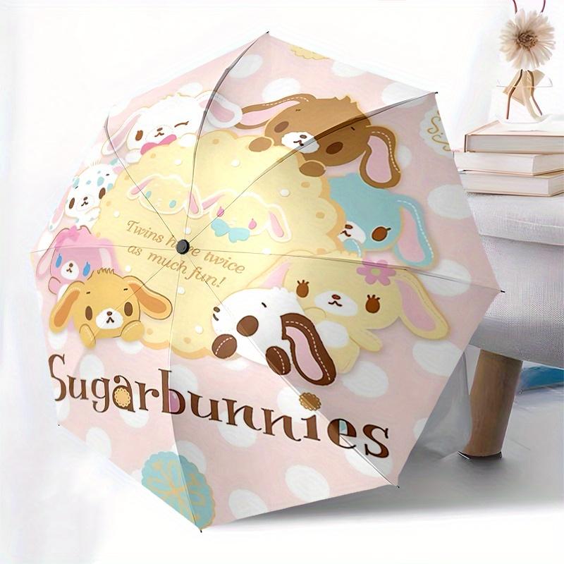 Sugarbunnies, Twins Automatic Open/Close Umbrella-Cute Umbrella with Cute Design, Portable 3-Fold Compact Umbrella for Men & Women, Hallowee