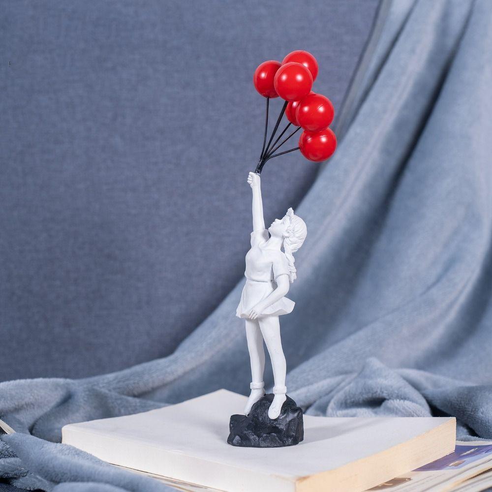 Resin Crafts Banksy Sculpture Love Flying Balloon Girl Figurine Creative   Desktop