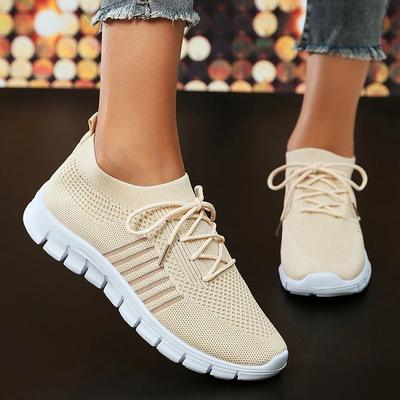 Fashion Women's Lightweight Breathable Mesh Sneakers Soft Sole Non Slip Casual Running Shoes Woman Summer Comfort Knit Flats Plus Size