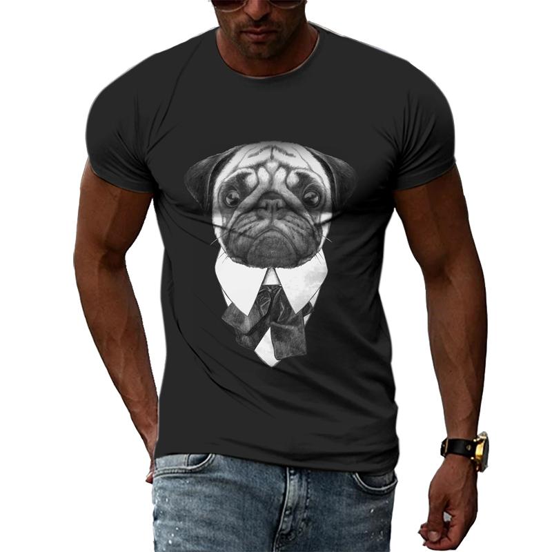 Letní móda Legrační zvíře Psí portrét Muži Trička 3D Trend Osobnost Ležérní Černá Trička s potiskem Hip Hop Harajuku Top s výstřihem