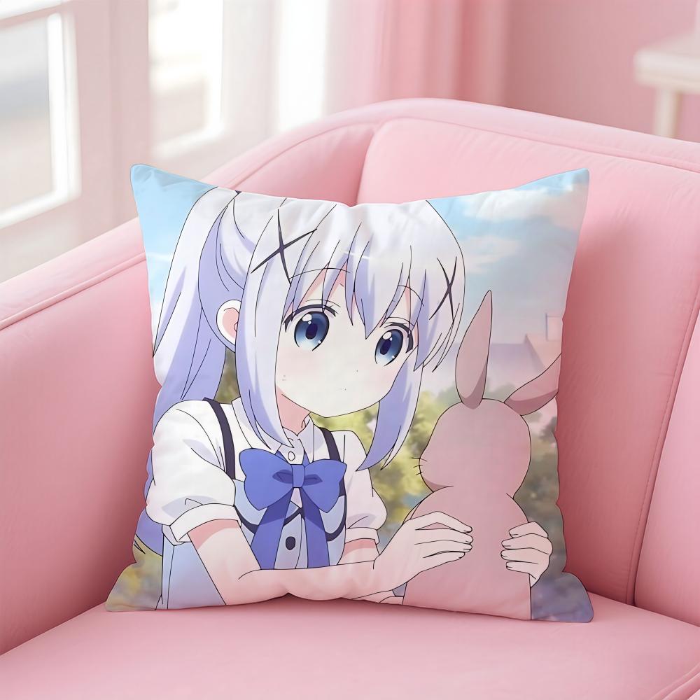 Anime Chino Kafu Cushion Cover Eco-Friendly Odorless Healthy Pillowcase Soft & Comfortable Kid-Safe No Filling