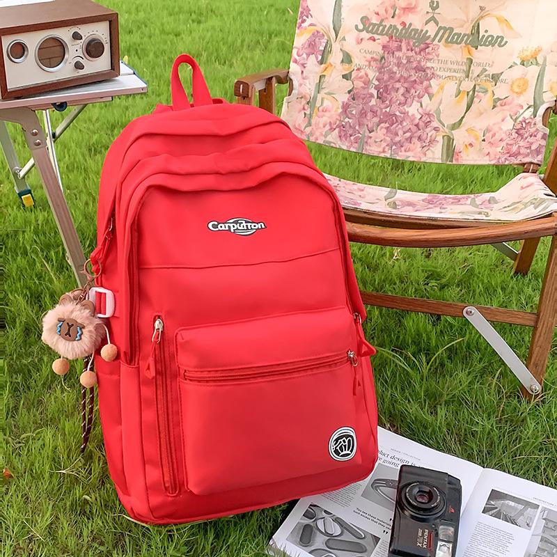 

and high school students, large-capacity student schoolbag for women new high-value lightweight casual backpack for men single bag [without pendant] красный