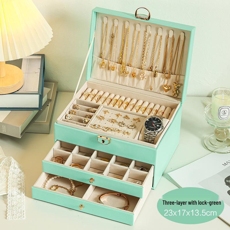 Locked Multi-Layer Jewelry Organizer: Anti-Oxidation Storage for Earrings, Necklaces, and Rings