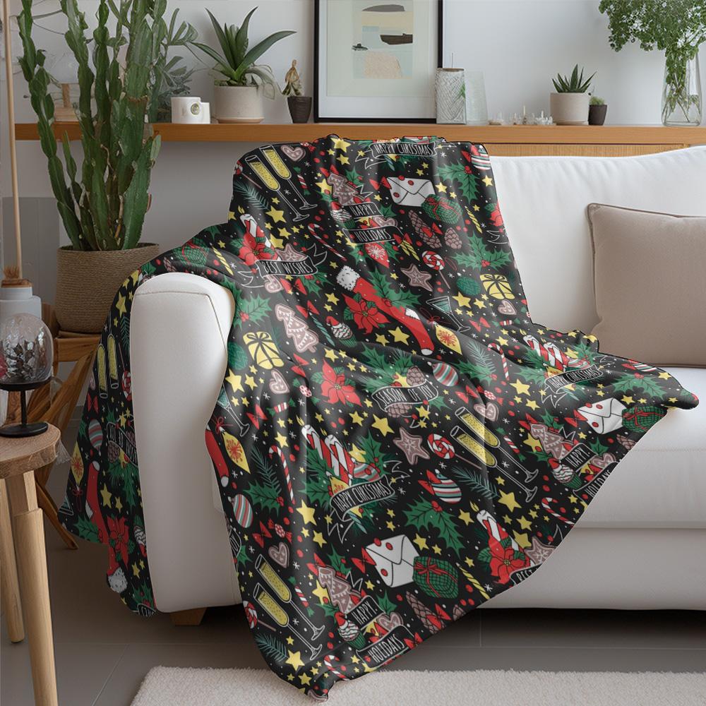 Festive Christmas Throw Blanket Cozy Reindeer Snowman Holiday Home Decor Gift Idea Winter Warm Cozy Plush Blanket