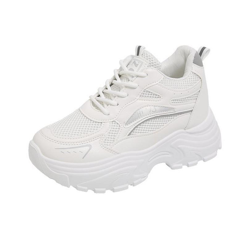 

High-top versatile mesh sneakers women s new autumn lace-up running shoes women s height-increasing dad shoes 40 серый