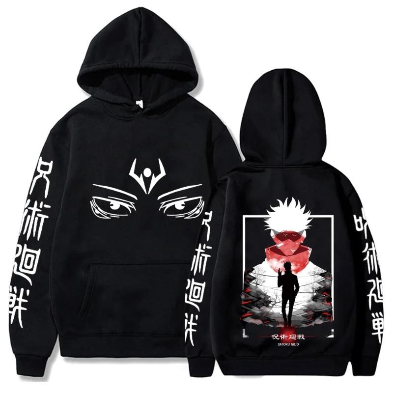Anime Jujutsu Kaisen Satoru Gojo Cool Graphic Print Hooded  Autumn Winter Fleece Oversized Hoodies Classic Sweatshirt