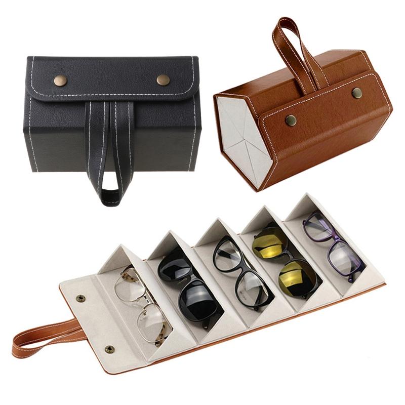 Leather Multi-layer Glasses Box Multi-functional Glasses Storage for Case 5 Slots Travel Glasses Bag Hanging Glasses Fra