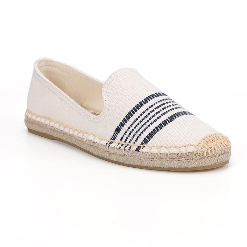 Yazlık düz nefes alabilen her şeyle uyumlu bayan espadrilleri retro çizgili gündelik kanvas ayakkabılar yazlık sıcak satış zapatillas mujer