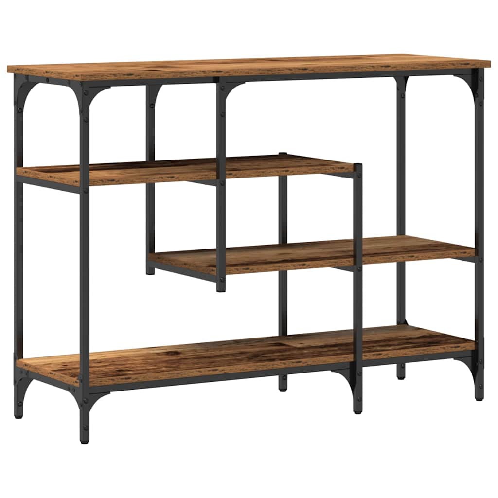 Industrial Console Table Reclaimed Wood Look 100 x 35 x 75 cm Plywood and Metal