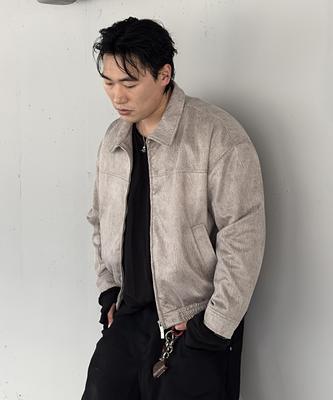 Placestudioman Minimal Suede Standard Two-Way Authentic Blouson Zip-Up Jacket [Gray]