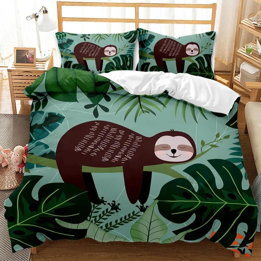 Cartoon Aniaml Bedding Set Cute Sloth Duvet Cover Soft Fabric Child Bedroom Bed Clothes Pillowcase For Kids Home Textile