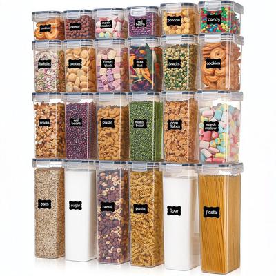 24-Piece Transparent Food Storage Set - Food-Grade PP, Airtight Jars for Grains & Cereals