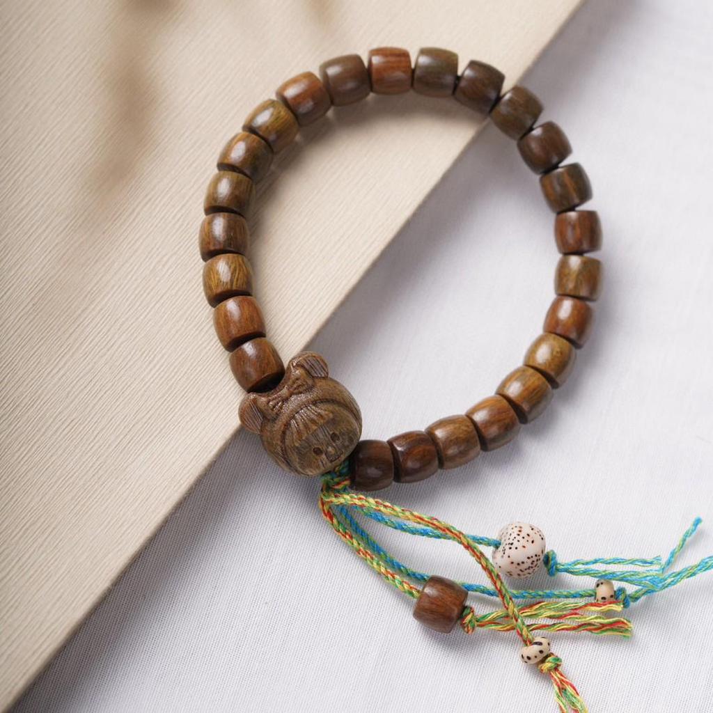 Green Sandalwood Buddhist Beads Bracelet - Single or Multi-Loop Options, Wenwan Wooden Crafts.