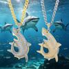 Collana Pendente Squalo DAXI Unisex alla Moda con Pieno Pavé di Diamanti e Catena a Maglia Cubana - Gioielli Hip Hop che Non Sbiadiscono