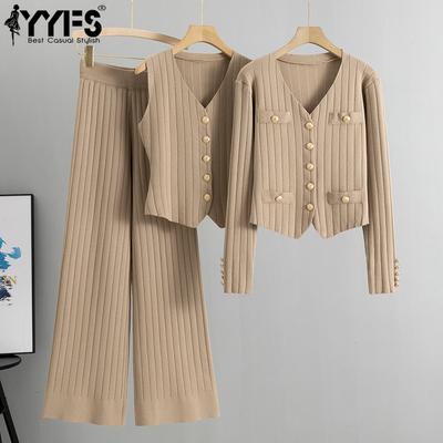 Moda Casual para Mujer Primavera Otoño Color Sólido Estampado Manga Larga Cuello en V Pantalones Trajes